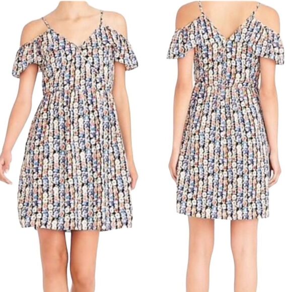 J Crew Mercantile Ditsy Floral Mini Dress V Neck Off The Shoulder Size 4/6 NWT - Picture 1 of 14
